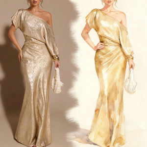 Fabbriche OEM Cinesi Supportano la Personalizzazione di Piccoli Lotti di Eleganti Completi Casual da Donna Asimmetrici con Spalla Scoperta. - Product Image 1