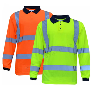 Réfléchissant de sécurité de construction décontracté pour hommes pour polo à manches longues avec boutons imprimés Jersey tissu vêtements de travail - Product Image 3