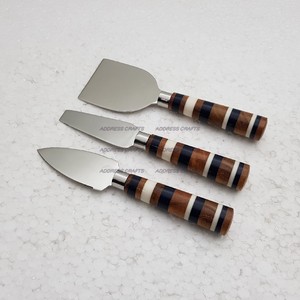 Latest Design 18/8 Stainless Steel <b>Cheese</b> Knife <b>Set</b> with Elegant Wood & Resin Handle for Kitchen & Birthday Parties - Product Image 6