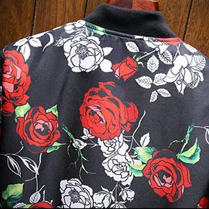 Men Vintage Print Bomber <b>Jacket</b> Stylish Front Zip Retro <b>Jackets</b> - Product Image 5