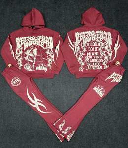 Survêtement imprimé personnalisé pour homme en molleton bouclette 100 % coton, style coréen, avec capuche et cordon de serrage, idéal pour l'hiver - Product Image 1