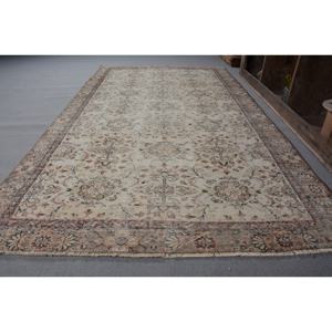 Classique Beige Marron 4.6X8.4 ft Vintage Turc Tapis Faux Lapin Fourrure avec Latex Support Patchwork Motif pour Couloir Chambre - Product Image 2