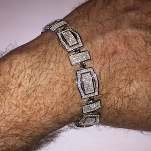 VVS1 Moissanite Tennis Charm Bracelet 925 Sterling <b>Silver</b> Gold Plated IGI Certified Gift Jewelry <b>for</b> Women <b>Men</b> Unisex - Product Image 4