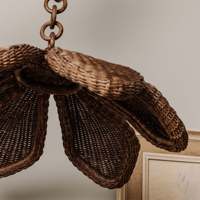 Lampe suspendue en rotin en forme de fleur, abat-jour en osier fait à la main, lampe de plafond tissée naturelle, décoration bohème, éclairage