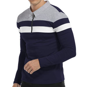 เสื้อโปโลสำหรับผู้ชายเสื้อโปโลแบบมีซิปสำหรับผู้ชายเสื้อโปโลแบบยืดได้สี่ทางสีพื้นผ้าบางเข้ารูปสำหรับใส่ในฤดูร้อน - Product Image 5