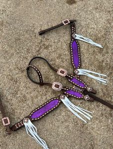 เฮดเดอร์หนังจระเข้แบบตะวันตกมีแผ่นบุนุ่มหนังเรียบชุดฝึกและขี่ - Product Image 2