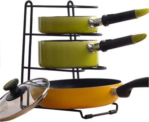 Fabrication à 4 niveaux de <span class=keywords><strong>cuisine</strong></span> en fil de fer métallique robuste, organisateur de garde-manger, support de couvercles de casseroles de stockage - Product Image 2