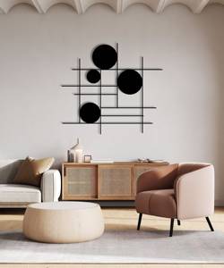Art mural circulaire en métal de la meilleure qualité avec fini plaqué noir Parfait pour la décoration intérieure Accent moderne élégant pour n'importe quelle pièce - Product Image 6