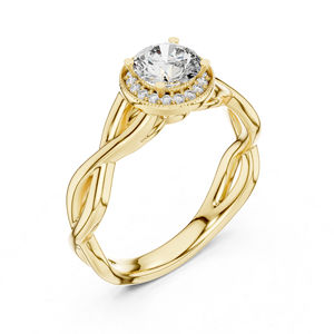 แหวนเพชรทรงกลมสีขาวทอง 14K สำหรับผู้หญิง |   แหวนสำหรับใส่ทำงาน |   เพชรที่เพาะเลี้ยงใหม่ - Product Image 6