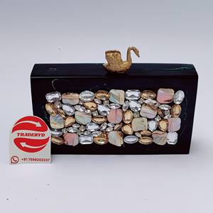 Beige résine pochette perle chaînes sangles embellissement étanche mariée fronde sac à main pour les femmes élégant mode soirée mariage - Product Image 4