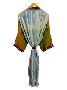 Indian <b>Vintage</b> Sari Silk Kimono Lounge Wear <b>Bikini</b> Cover Up Gift For Her Night Wear Woman's Clothing - Product Image 5