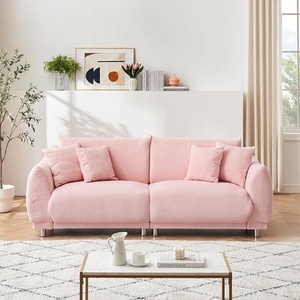 Sofá de nube de 3 asientos de lujo contemporáneo, patas de Metal modernas, sala de estar de cordero para tela de lana, apartamento, escuelas, centros comerciales, hoteles - Product Image 3