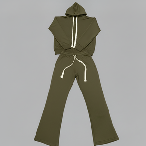 2025 conjunto de chándal con capucha sólido de 2 piezas para hombre 100% ropa de calle de lana de algodón moda Hip Hop con cierre de cremallera - Product Image 4