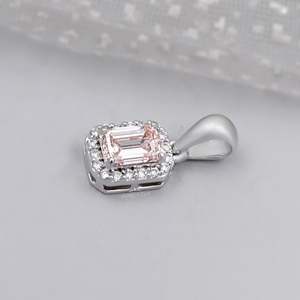 IGI Certified White Gold Women's Classic <b>Emerald</b> Cut Halo Diamond Engagement <b>Pendant</b> Luxury Jewelry Charms Product - Product Image 2