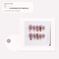 Faux ongles à presser faits main, forme amande moyenne, ombré lilas rose, pointe française blanche, cœur or rose, pour femmes, 10 pièces