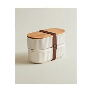 Magou 1000 Ml <b>Lunch</b> Box <b>Set</b> with Wooden Lid 2-Piece - Product Image 1
