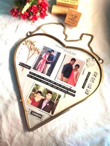 Superior Quality Decorative <b>Heart</b> Shape Brass Glass Floating Wall <b>Frame</b> for Home and Wedding Decor - Product Image 4