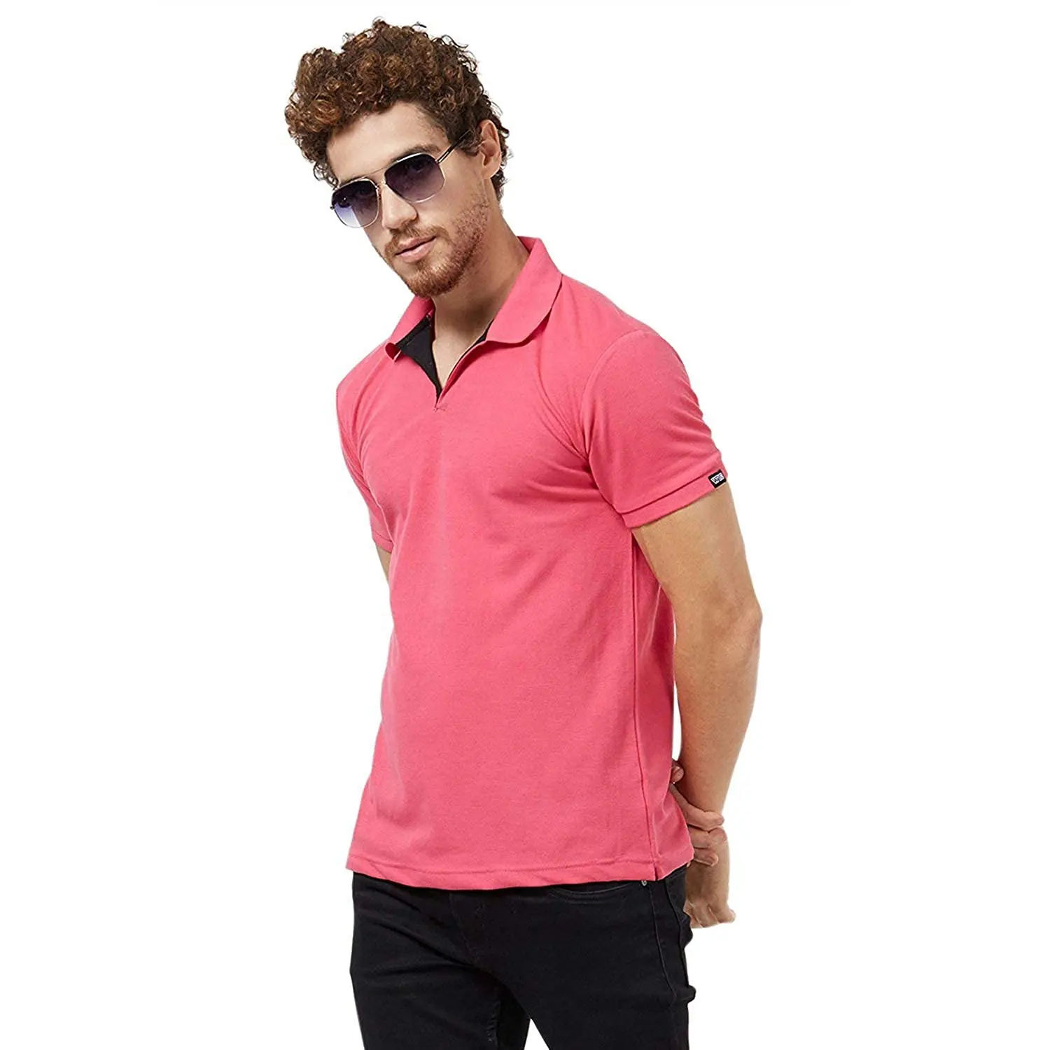 Knitted polo plain mens t-shirt casual clothing men's office wear slim fit polo t shirt Classic Work Office Polo T Shirt Top