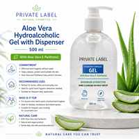 Gel désinfectant pour les mains hydroalcoolique à l'aloe vera en marque privée avec distributeur 500ml OEM |   Désinfectant pour les mains instantané sans rinçage |   Espagne UE