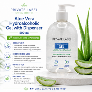 Gel Desinfectante de Manos Hidroalcohólico con Aloe Vera de Marca Privada con Dispensador 500ml OEM |   Desinfectante de Manos Instantáneo Sin Enjuague |   España UE - Product Image 3