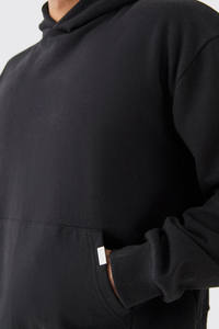 Sweat à capuche de sport unisexe avec logo personnalisé OEM pour hommes hiver thermique 100% coton épaules tombantes surdimensionné épais doublé polaire teint uni - Product Image 4