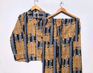 ชุดนอนผ้าฝ้ายแท้พิมพ์ลายดอกไม้ชุดนอนชุดนอนผ้าฝ้ายอินเดียชุดนอนผ้าฝ้ายเนื้อนุ่มสำหรับใส่ตอนกลางคืนของขวัญสำหรับผู้หญิง - Product Image 4