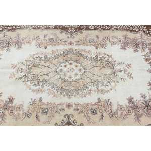 Tapis turc 3,9x6,5 pieds, tapis vintage, tapis en laine marron à motifs de plantes et d'arbres - Product Image 5
