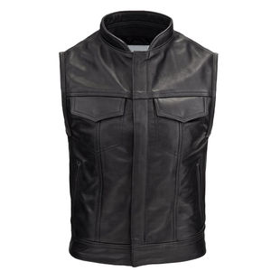 Men's New Arrival Genuine Leather Casual Style Vest with Breathable <b>V</b>-Neck Collar <b>Washed</b> Outer Wear for Winter - Product Image 1