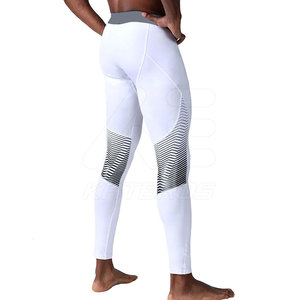 Leggings de yoga blancs pour hommes, longueur intégrale, taille mi-haute, sans coutures, en spandex et polyester, séchage rapide, respirants - Product Image 2