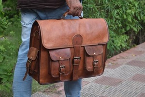 Bolso bandolera grande hecho a mano de piel auténtica unisex, diseño personalizado, deportivo y estilo vintage con logotipo personalizado, portátil de viaje para hombre - Product Image 5
