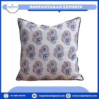 Housse de coussin de canapé d'extérieur imprimée à la main, 100% coton, rayée, technique de tissage festif, avec passepoil, en vente
