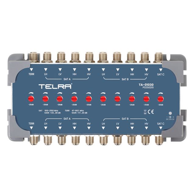 Telra Satellite Multiswitch 10 Input Amplifier 30 DB Gain Adjustable TA-1030