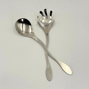 Ensemble de service à salade en acier inoxydable poli brillant, fait à la main, avec une forme et un design uniques, pour mariage - Product Image 2