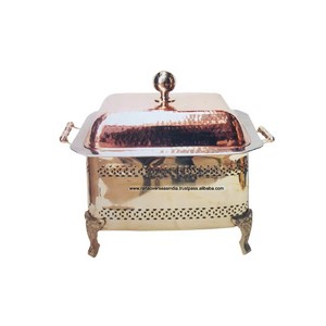 Grand événement de mariage fêtes traiteur servant de chauffe-plats rond en cuivre chauffe-plats chauffe-plats commercial - Product Image 6