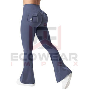 Leggings évasés taille haute avec poches pour femmes, effet push-up, respirants, pour le sport, la gym, le yoga, toutes les couleurs et tailles disponibles - Product Image 4