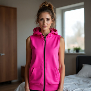 เสื้อแขนกุดมีฮู้ดขนแกะกันลมสำหรับผู้หญิงไซส์ใหญ่พิเศษฤดูหนาวใส่เล่นโยคะฟิตเนสวิ่งออกกำลังกายเสื้อกล้ามสำหรับใส่วิ่งจ๊อกกิ้ง - Product Image 3