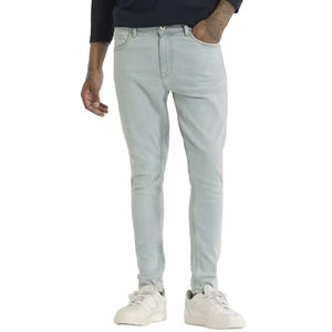 Men's High Quality Casual Mid <b>Waist</b> Straight Canvas <b>Jeans</b> Pants Regular Length 100% Cotton Eco-Friendly - Product Image 1
