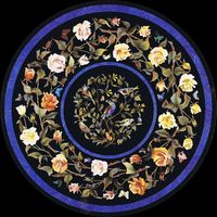 Table basse d'angle moderne en marbre Pietra Dura avec incrustations, pièce d'art antique rare et de collection pour salon et maison