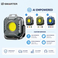 Porte-clés magnétique en alliage d'aluminium avec clip carré, lampe de travail COB LED rechargeable par USB C, lampe de camping