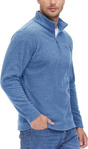 <b>Men's</b> Thermal <b>Fleece</b> <b>Quarter</b> <b>Zip</b> Pullover Long Sleeve Work Jacket with Golf Shirt Design for Cold Winter Weather - Product Image 2