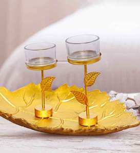 Portavelas de vidrio antiguo de metal dorado de lujo de tendencia superior - Product Image 2