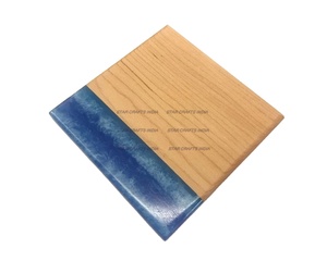 ที่รองแก้วไม้อีพ็อกซี่ทรงกลมปรับแต่งได้สำหรับใช้ในบ้านร้านอาหารโรงแรม - Product Image 1