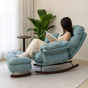 Fauteuil à bascule moderne rembourré avec repose-pieds, chaise longue à bascule rembourrée pour salon, housse amovible, confort doux - Product Image 3
