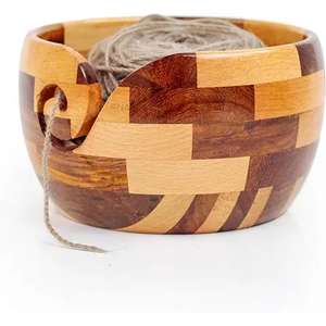 Bol de fil en bois dernier modèle pour le rangement de la laine à tricoter ronde Panier organisateur de fil Bol en bois fait main - Product Image 3