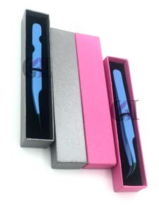 Haute qualité bleu ciel poudre revêtement acier inoxydable Extension de cils droits pince à épiler incurvée arc-en-ciel pointe Instruments de beauté - Product Image 3