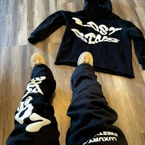 Chándal Pullover Jogger Pants Set HOODIE Custom Printing Chándal Fleece Cotton Sweatsuit & Sweatpants Set para hombres - Product Image 1