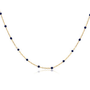 Collier chaîne en argent sterling 925 turc fait main, plaqué or et rhodium, avec design émaillé bleu foncé, vente en gros - Product Image 3