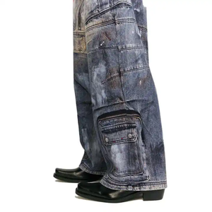 Jeans de Mezclilla con Estampado Digital, Pierna Ancha, Algodón, Marca, Jeans Holgados para Hombre - Product Image 3