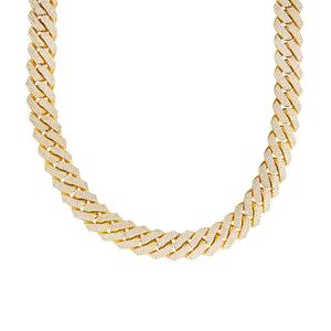 <b>Mens</b> Yellow Gold Plated Bling Bling Cuban Link <b>Chain</b> in Moissanite Diamond Fully Iced Out Hip Hop Jewelry - Product Image 1