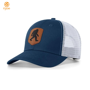 ODM OEM, venta al por mayor, gorra de camionero personalizada de 6 paneles, diseño de parche de cuero con Logo, gorras estructuradas de ala curva Unisex, gorra deportiva a precio barato - Product Image 2